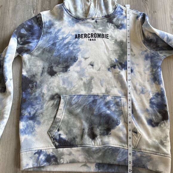 ABERCROMBIE AND FITCH BLUE TIE DYE HOODED SWEATSHIRT  SZ 15/16 - Picture 5 of 5